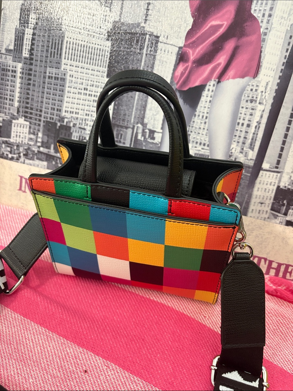 Karl Lagerfeld Multicolor Patchwork Mini Tote with Character Graphics - Picture 3 of 12